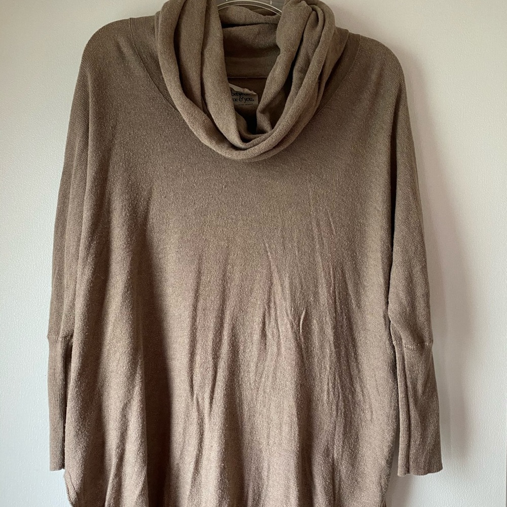 Cowl neck sweater dress